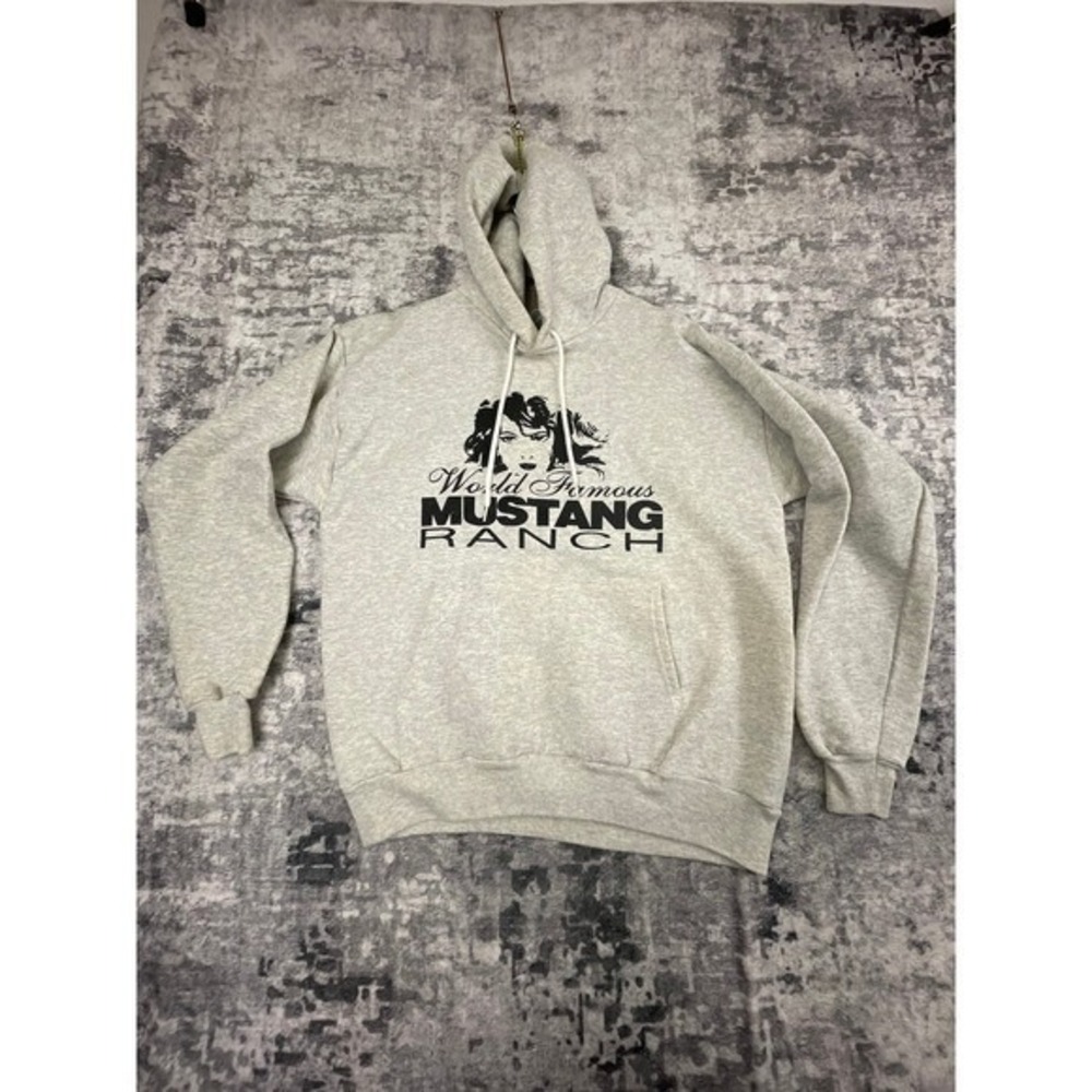 Vtg Mustang Ranch Hoodie Sweatshirt Hanes Activewear L Nevada Brothel Souvenir